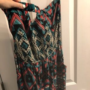 Aztec print strapless dress with pockets